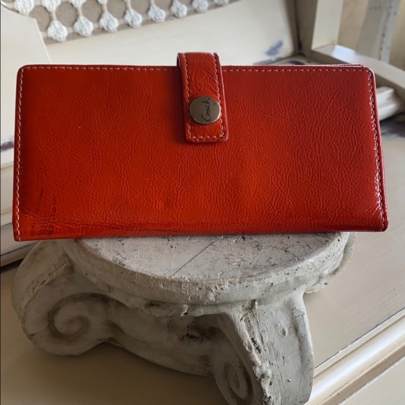 orange coach wallet